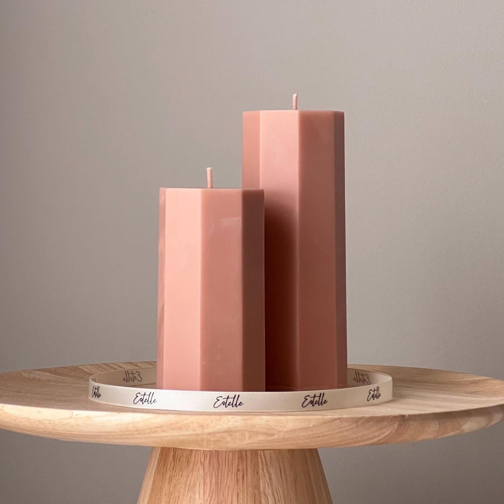 Ensemble de bougies en cire de soja pilier hexagonal | Bougies décoratives non parfumées