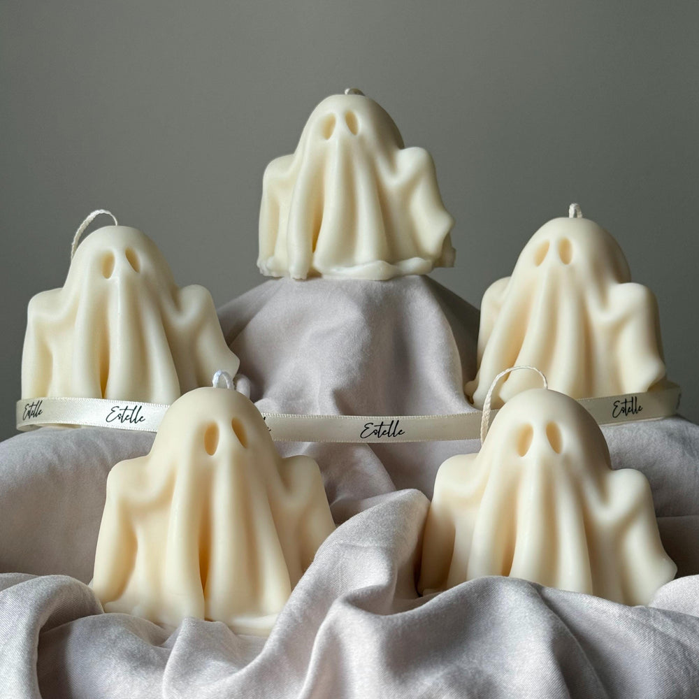 Bougie fantôme d'Halloween artisanale : Bougie sculpturale en cire de soja