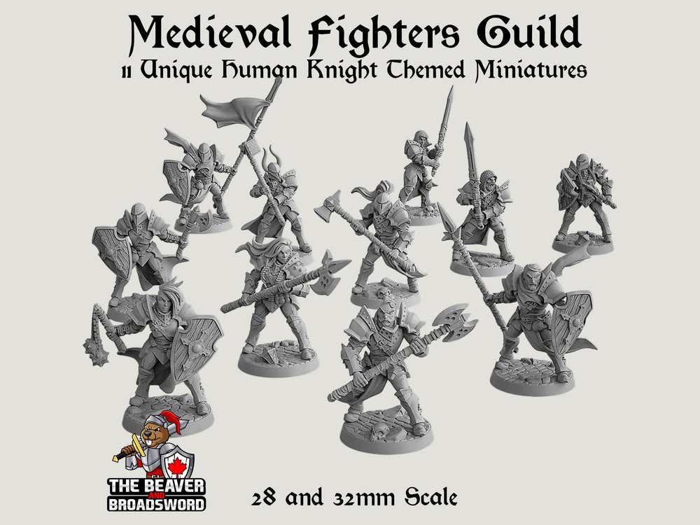 Ensemble de figurines Guilde des Guerriers DnD - Guilde Artisanale | Barbare | Chevalier | Prêtre | Paladin, Pathfinder, JdR, Jeux de Guerre, Guerrier, Humain, médiéval