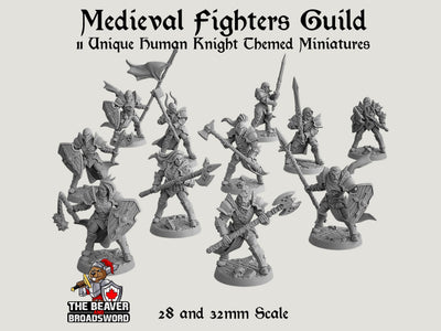 Ensemble de figurines Guilde des Guerriers DnD - Guilde Artisanale | Barbare | Chevalier | Prêtre | Paladin, Pathfinder, JdR, Jeux de Guerre, Guerrier, Humain, médiéval
