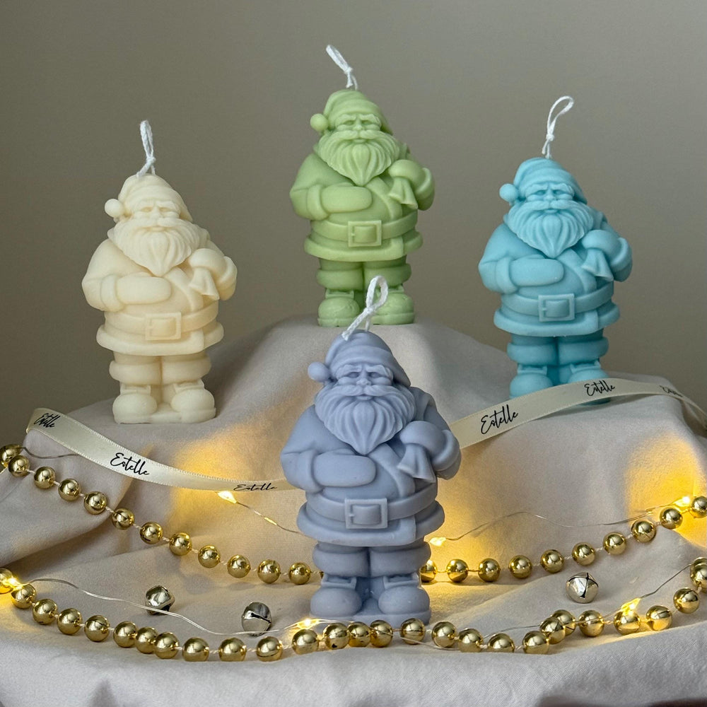 Bougie de soja Père Noël coulée à la main : Cadeau de décoration de Noël