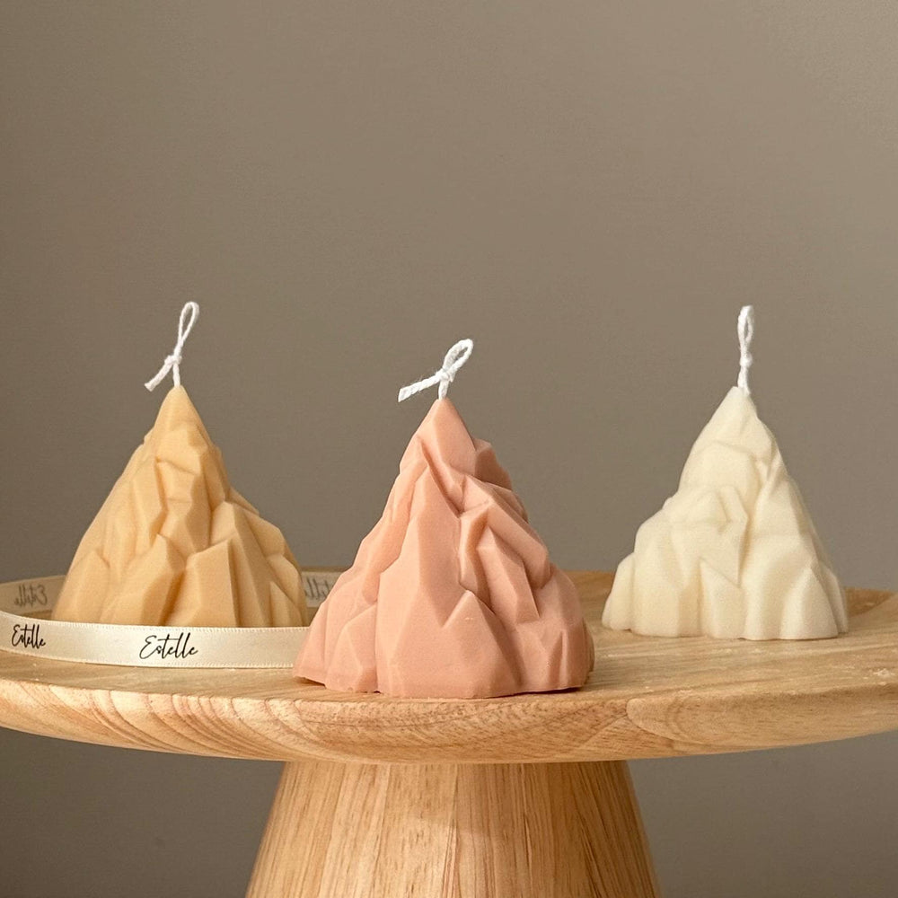 Hand Poured Soy Mountain Candle: Sculptural Home Decor
