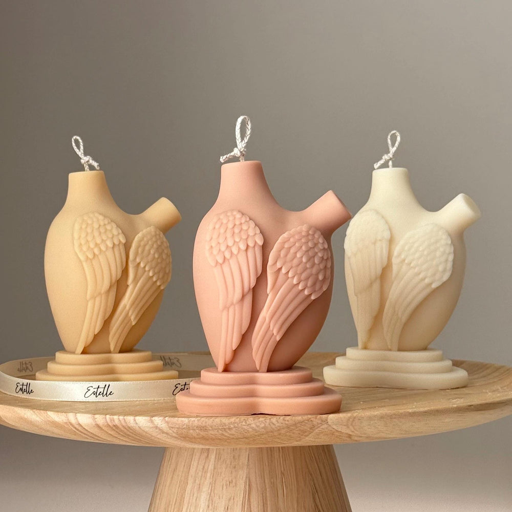 Heart With Wings Soy Candle: Hand-Poured Sculptural Art