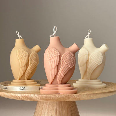 Bougie de soja Heart With Wings : Œuvre d'art sculpturale coulée à la main