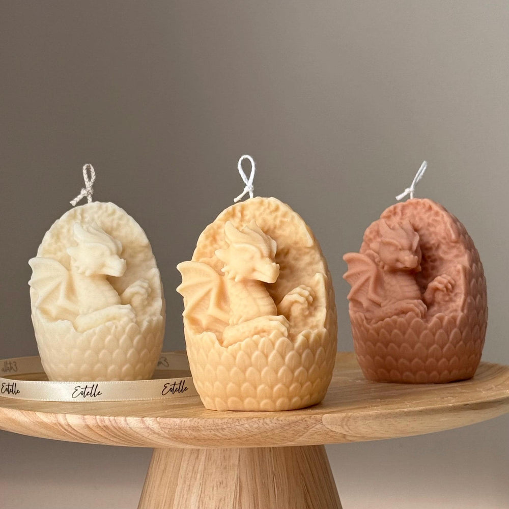 Handmade Dragon in Egg Soy Candle: Sculptural Art Gift