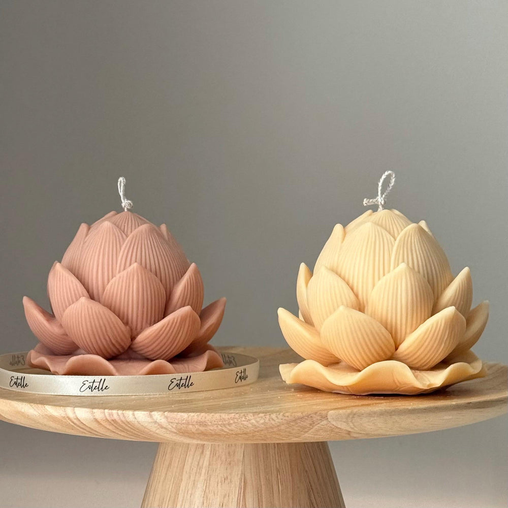 Handmade Soy Lotus Candle: Sculptural Home Decor Gift