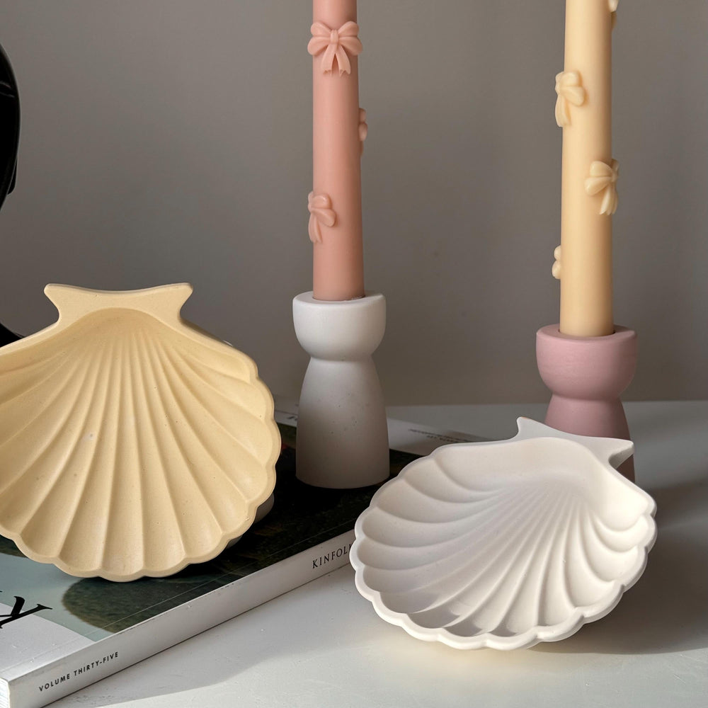 Plateau coquillage en Jesmonite élégant : Décoration scandinave