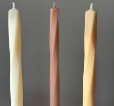 Greko Column Soy Wax Candle: Thin Swirl Taper, Decorative Candle