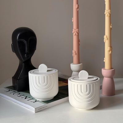 Geometric Soy Wax Candle in Jesmonite Jar: Handmade Scented Candle