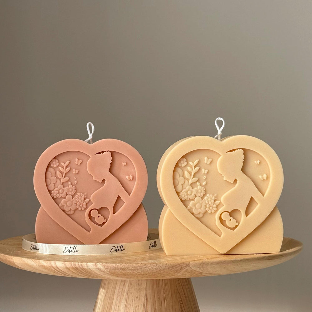 Bougie en soja « Amour Maternel » : Cadeau artistique sculpté et coulé à la main