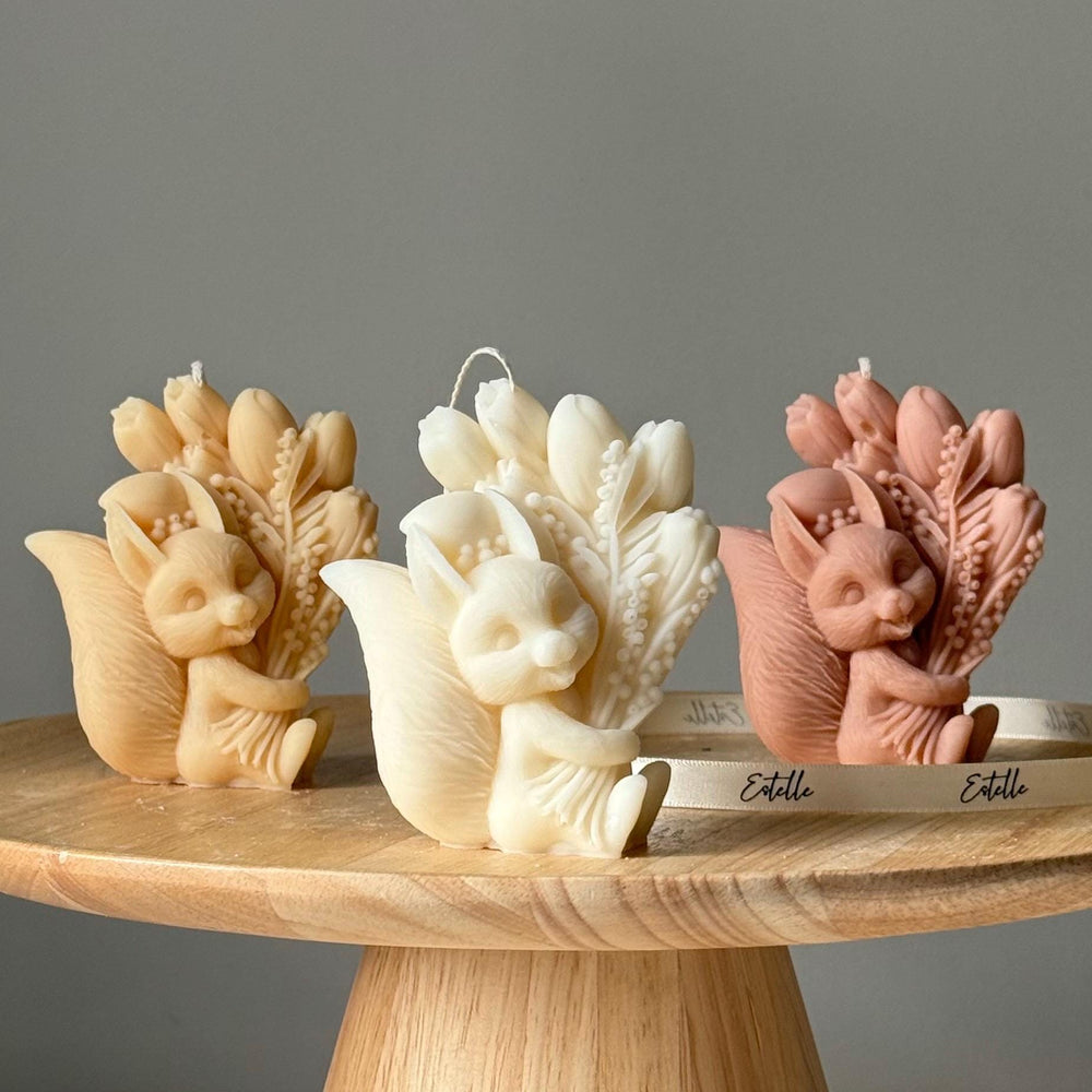 Handmade Squirrel Soy Candle | Sculptural Art, Animal Lover Gift