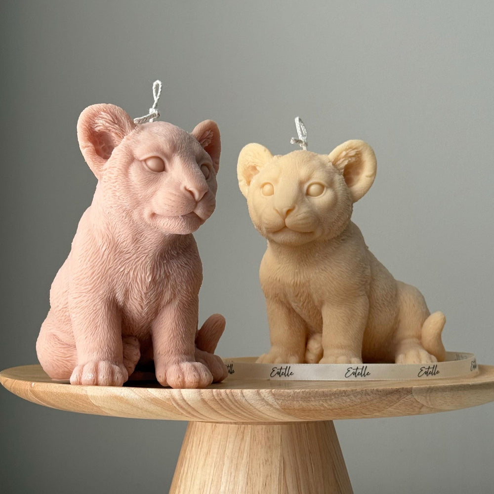 Bougie Lion Faite à la Main : Bougie Animale Sculpturale en Cire de Soja