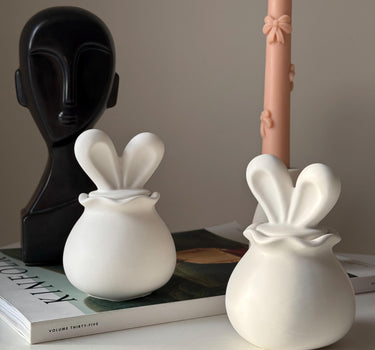 Bunny Soy Wax Candle in Jesmonite Vessel: Handmade Scented Candle