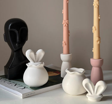Bunny Soy Wax Candle in Jesmonite Vessel: Handmade Scented Candle