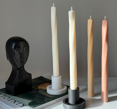 Greko Column Soy Wax Candle: Thin Swirl Taper, Decorative Candle