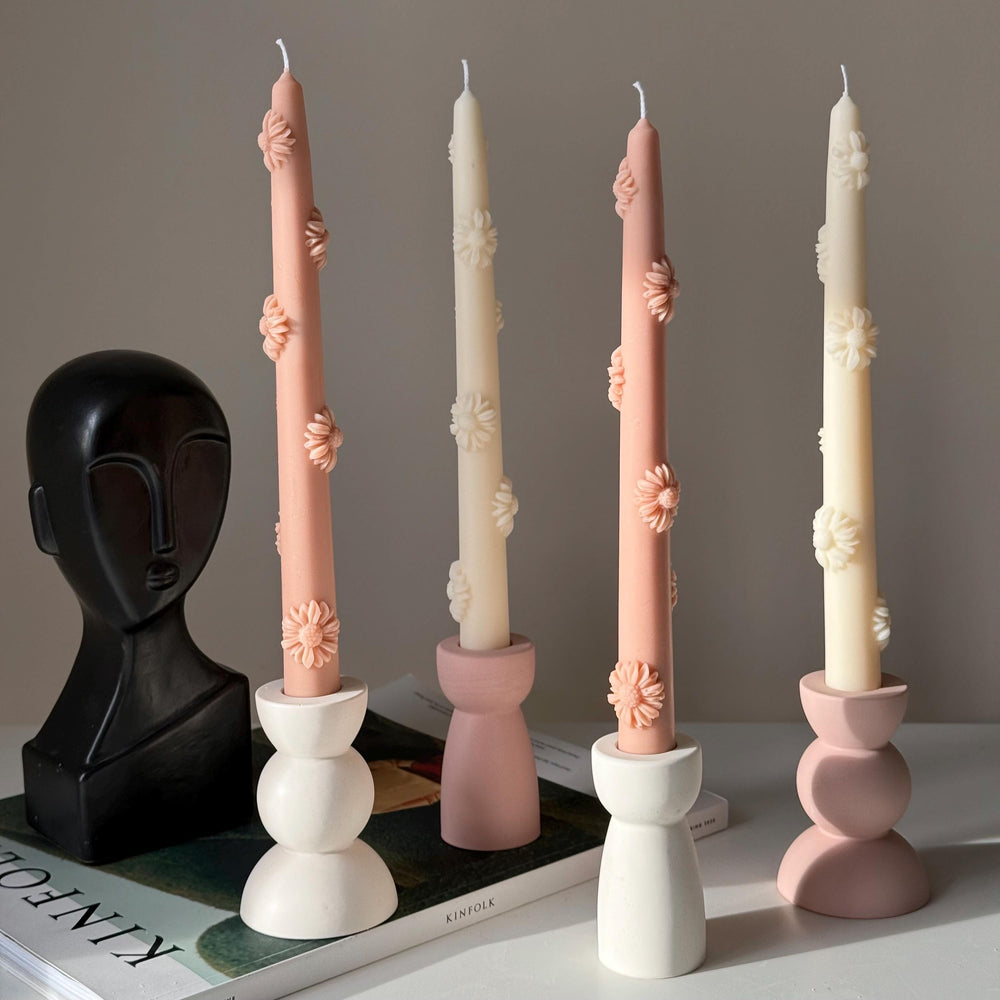 Handmade Flower Soy Wax Taper Candle: Decorative Dinner Candle