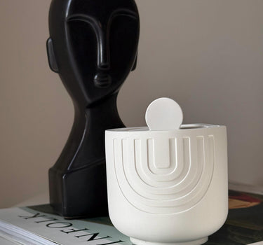 Geometric Soy Wax Candle in Jesmonite Jar: Handmade Scented Candle