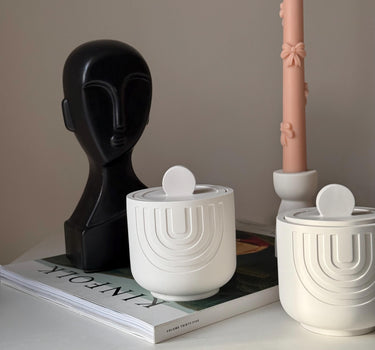 Geometric Soy Wax Candle in Jesmonite Jar: Handmade Scented Candle