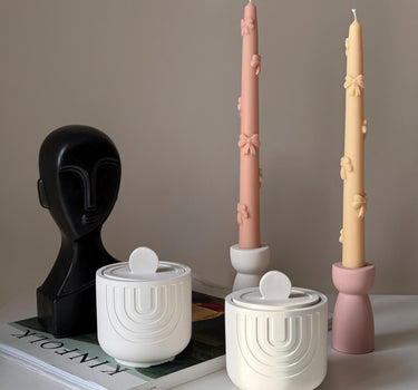 Geometric Soy Wax Candle in Jesmonite Jar: Handmade Scented Candle