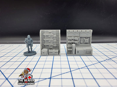 Scifi Small Armory - EC3D , Infinity, Legion, Sci-fi, Cyberpunk, Starfinder, tabletop terrain, Sci-fi Scenery, Wargaming, Space, Weapons