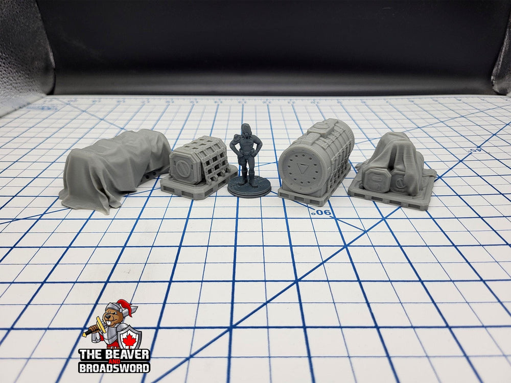 Scifi Assorted Cargo - EC3D , Infinity, Legion, Cyberpunk, Starfinder, tabletop terrain, Sci-fi Scenery, Wargaming, Space Hangar, Shipping