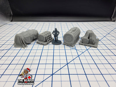 Scifi Assorted Cargo - EC3D , Infinity, Legion, Cyberpunk, Starfinder, tabletop terrain, Sci-fi Scenery, Wargaming, Space Hangar, Shipping