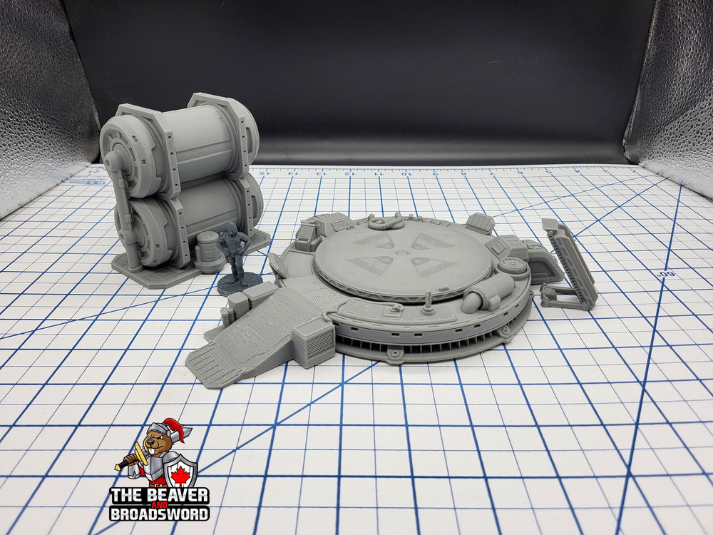 Ensemble de plateforme d'atterrissage Sci-fi - EC3D, Infinity, Legion, Cyberpunk, Starfinder, terrain de table, décor Sci-fi, Wargaming, Véhicule, Espace, hangar