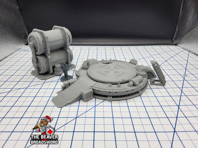 Ensemble de plateforme d'atterrissage Sci-fi - EC3D, Infinity, Legion, Cyberpunk, Starfinder, terrain de table, décor Sci-fi, Wargaming, Véhicule, Espace, hangar