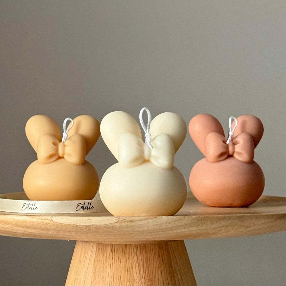 Bougie en cire de soja Lapin | Décoration de Pâques faite à la main