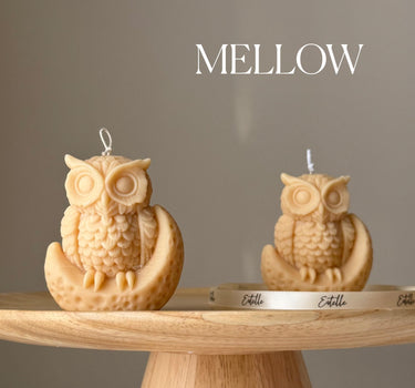 Moon Owl Soy Candle: Handmade Sculptural Home Decor