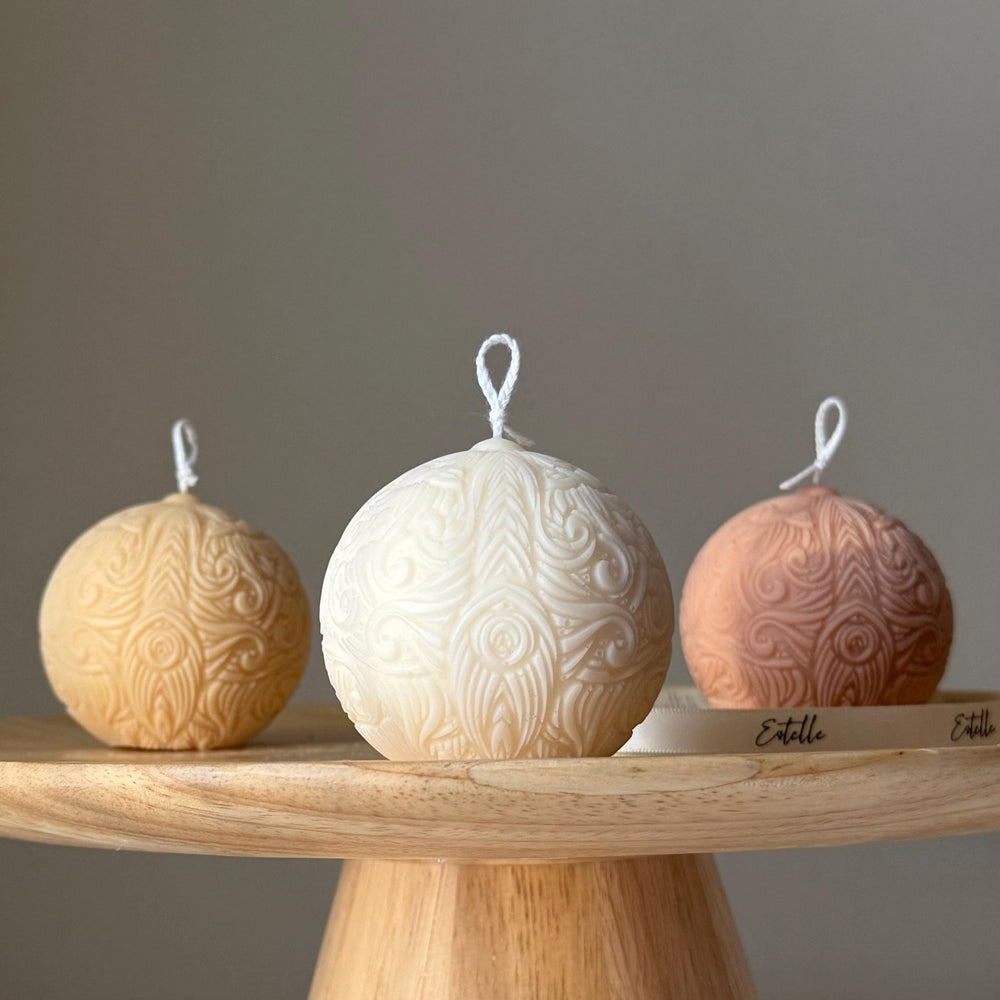 Patterned Ball Soy Candle: Handmade Home Decor, New Home Gift