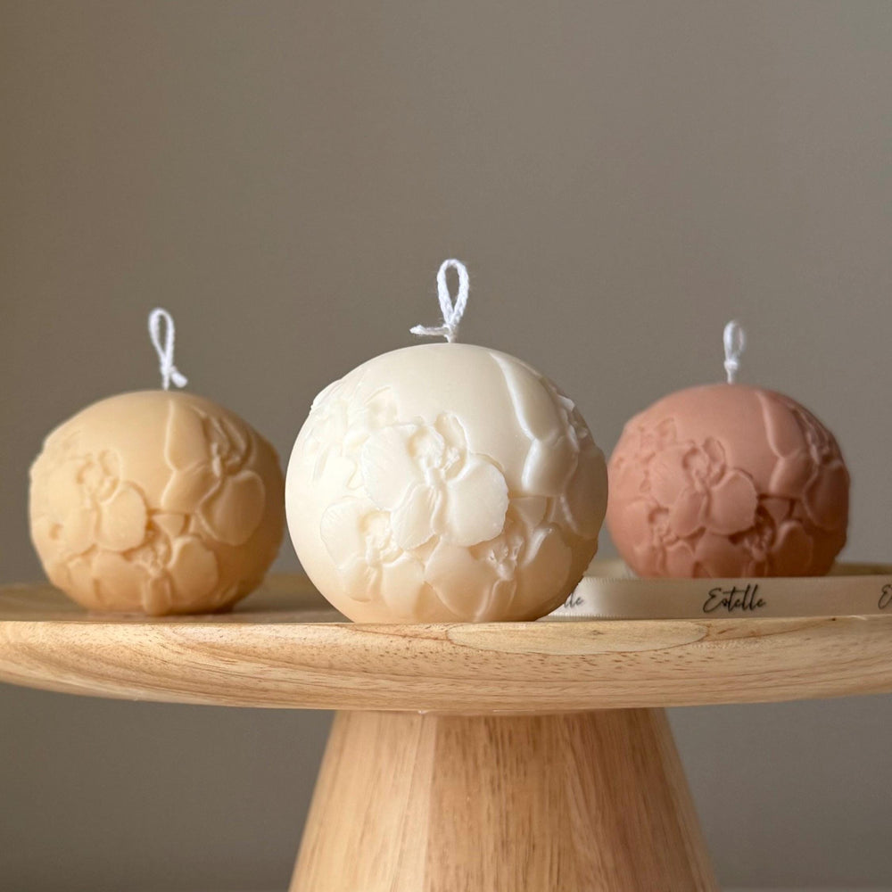 Boule de bougie de soja orchidée | Décoration florale artisanale