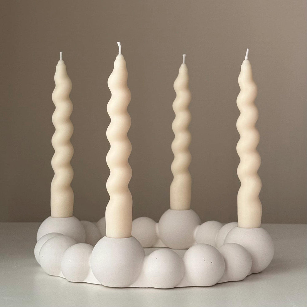 Bubbles Candlestick Holder: Jesmonite Taper Candle, Wedding Table Decor