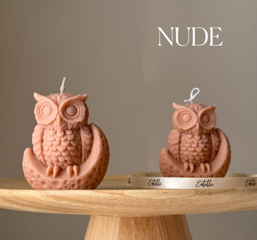 Moon Owl Soy Candle: Handmade Sculptural Home Decor
