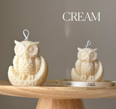 Moon Owl Soy Candle: Handmade Sculptural Home Decor