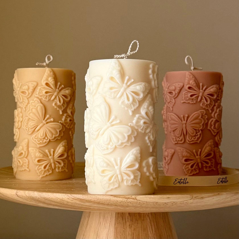 Butterfly Pillar Candle: Shaped Soy Wax Candle, Home Decor