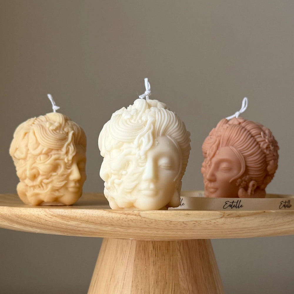 Bougie sculpturale Tête de femme | Décoration faite main en cire de soja
