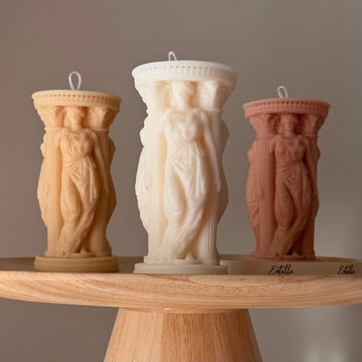 Caryatid Greek Column Soy Candle: Handmade Home Decor