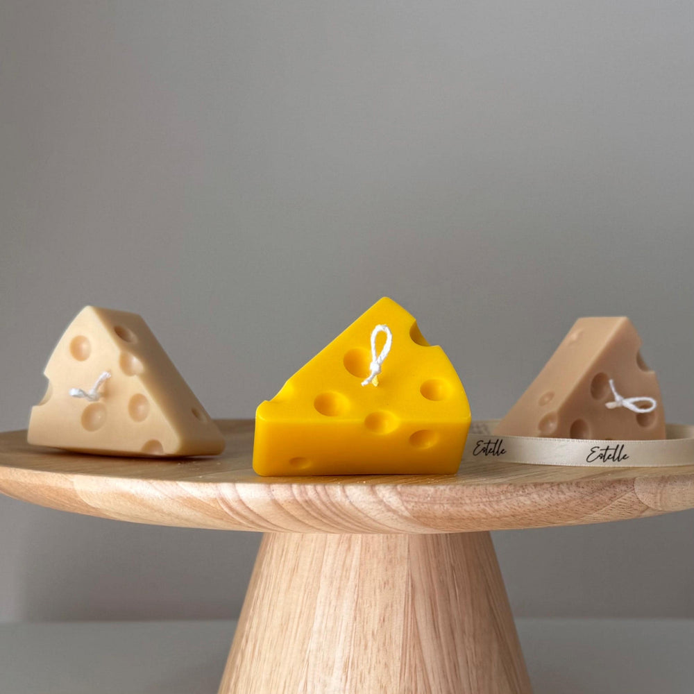 Bougie artisanale au lait de soja en forme de fromage | Décoration unique en forme de bougie alimentaire