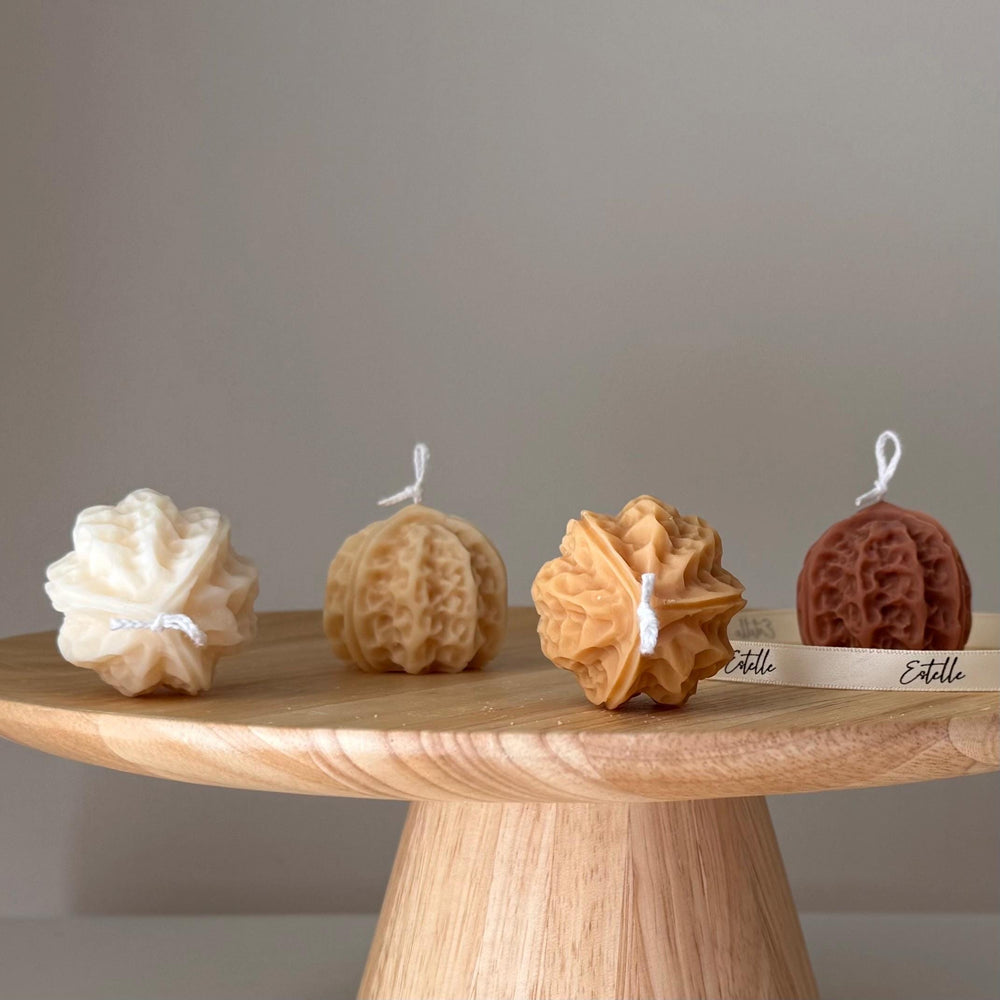 Bougie en forme de noix | Bougie pilier en soja faite à la main, Décoration intérieure