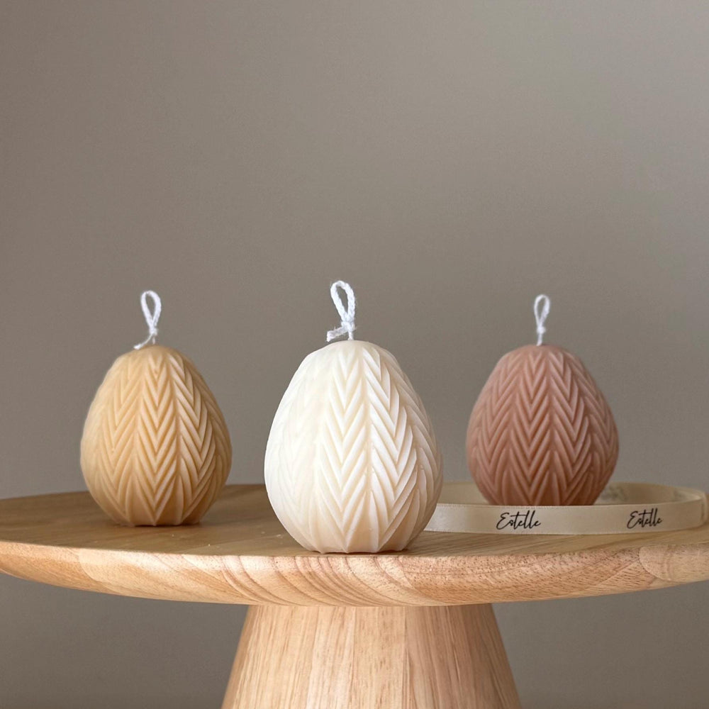 Bougie en cire de soja Œuf de Pâques : Décoration sculpturale faite à la main