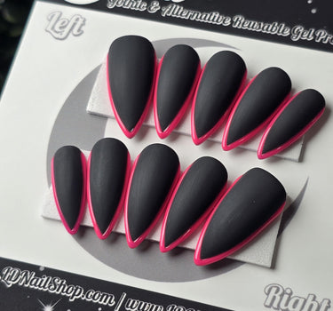 Black and Pink Skinny French - Embossed Tips