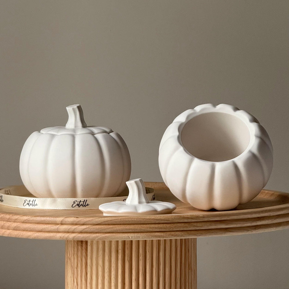 Bocal Citrouille en Jesmonite Fait Main : Décoration d'Automne