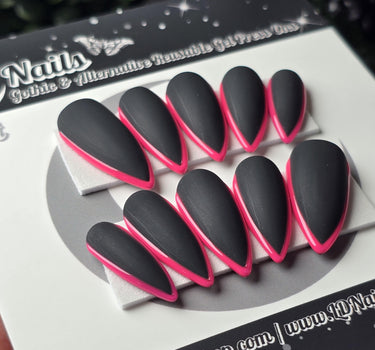 Black and Pink Skinny French - Embossed Tips