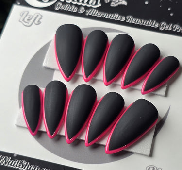 Black and Pink Skinny French - Embossed Tips