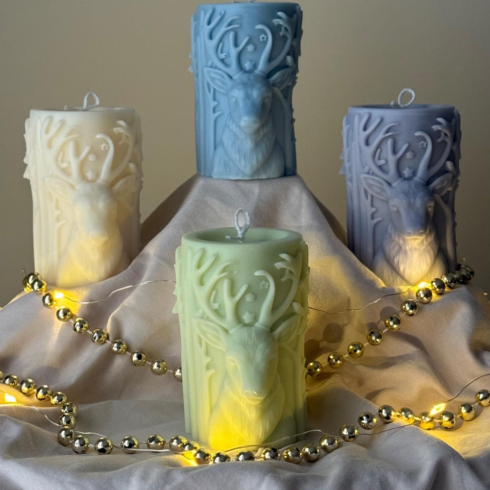 Handmade Christmas Reindeer Soy Candle: Holiday Home Decor