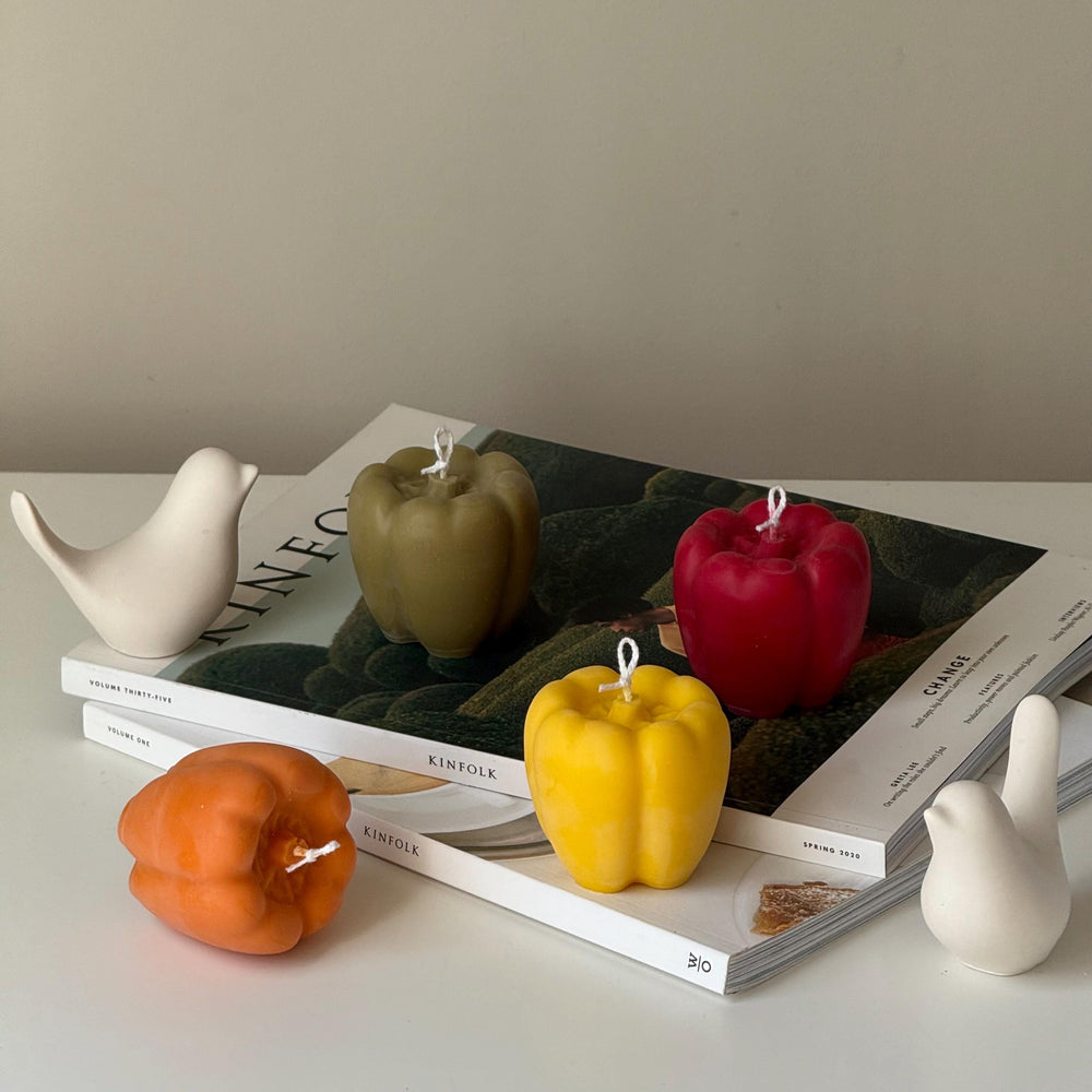 Bougie Poivron : Cire de Soja Végane, Décoration Minimaliste