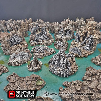 Ensemble 9 pièces de terrain « Wicked Webs » | Terrain de jeu pour DnD RPG et réchauffement, durable et de haute qualité. Parfait pour diorama et maquettes. Caverne, Grotte, Araignée