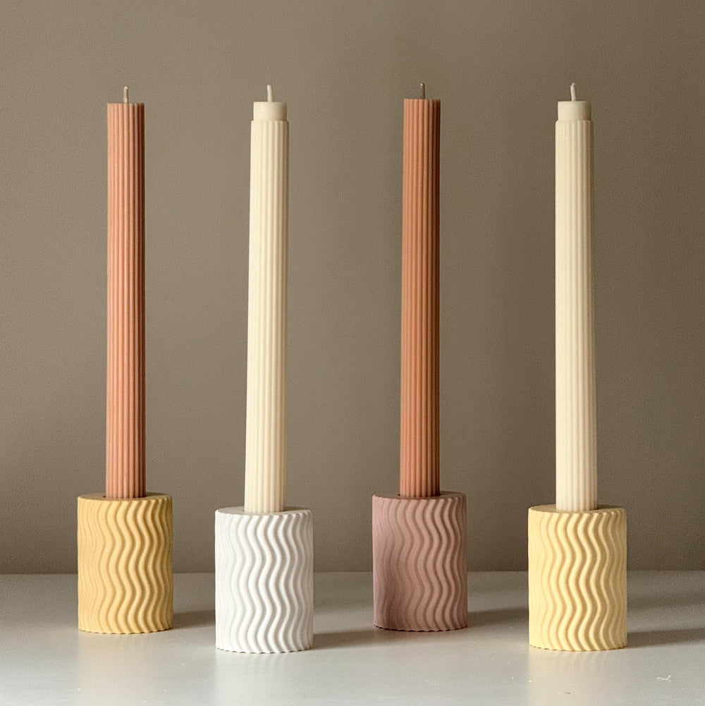 Sculptural Wave Candle Holder, Minimalist Jesmonite Decor