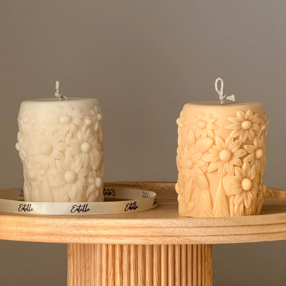 Bougie Pilier Fleur | Cadeau pendaison de crémaillère Maison & Jardin Sculptural